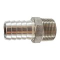 Midland Metal Hose Nipple, 1 Nominal, Barb x MIP, 150 psi, 40 to 160 deg F, ASTM A351 316 Stainless Steel, Indu 973955